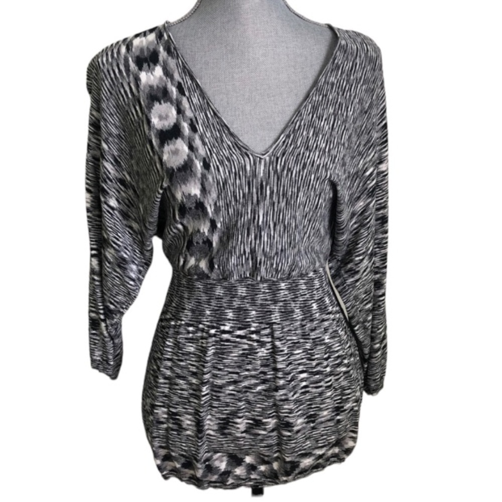 KENAR RAYON BLEND BLACK WHITE PATTERNED TUNIC SIZE M